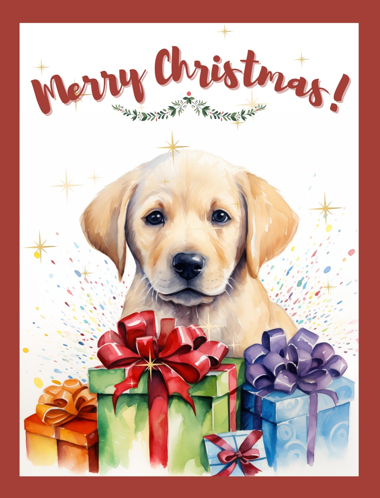 Watercolor Puppy Dog Christmas Cards for Labrador Trio