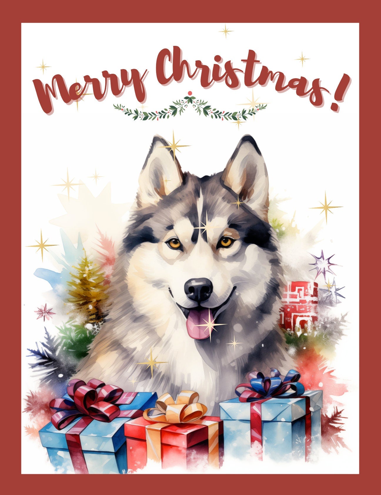 Printable Watercolor Labrador Trio Christmas Cards for Dog