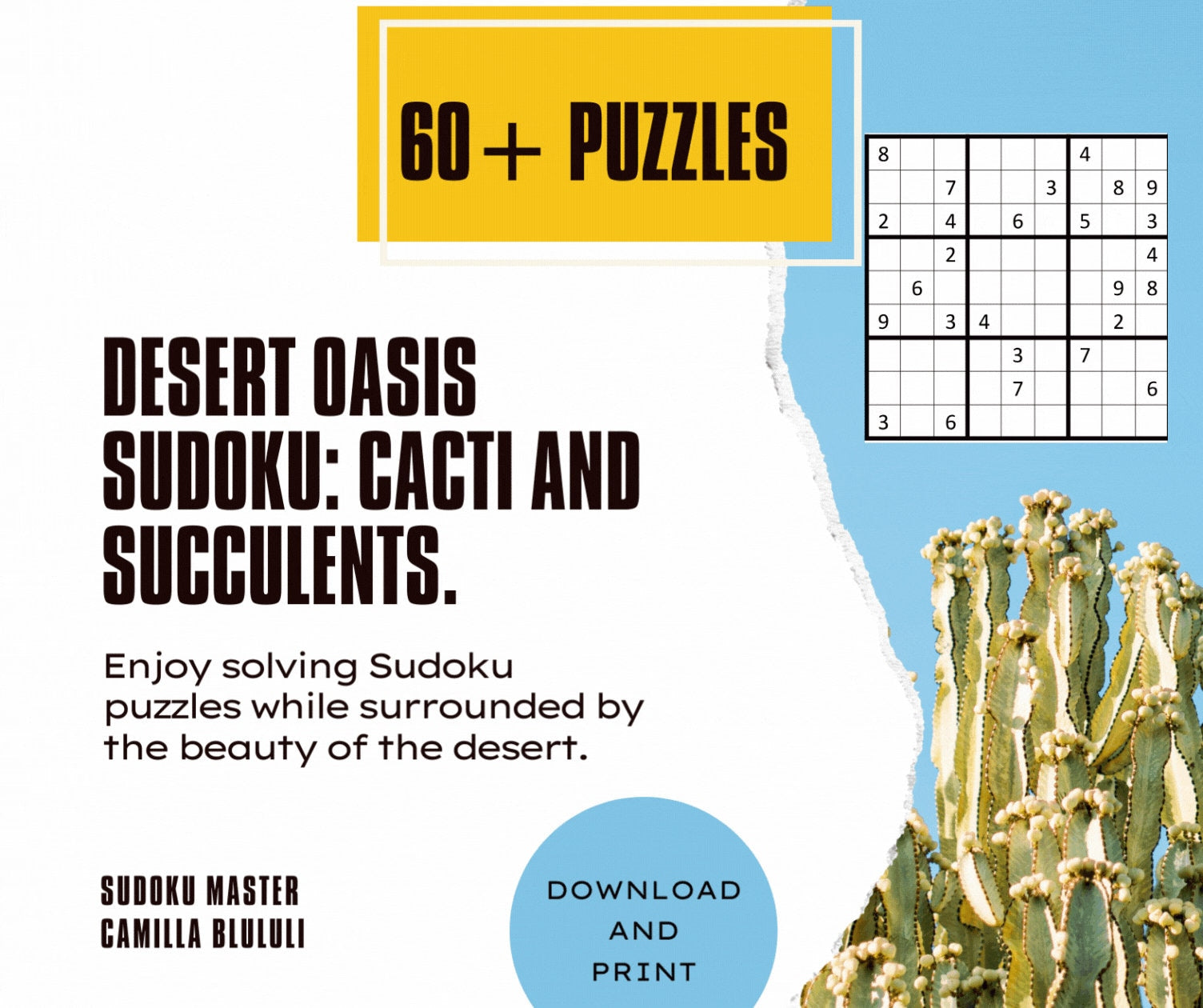 Blululi Desert Oasis Sudoku-Buch – 60+ Rätsel