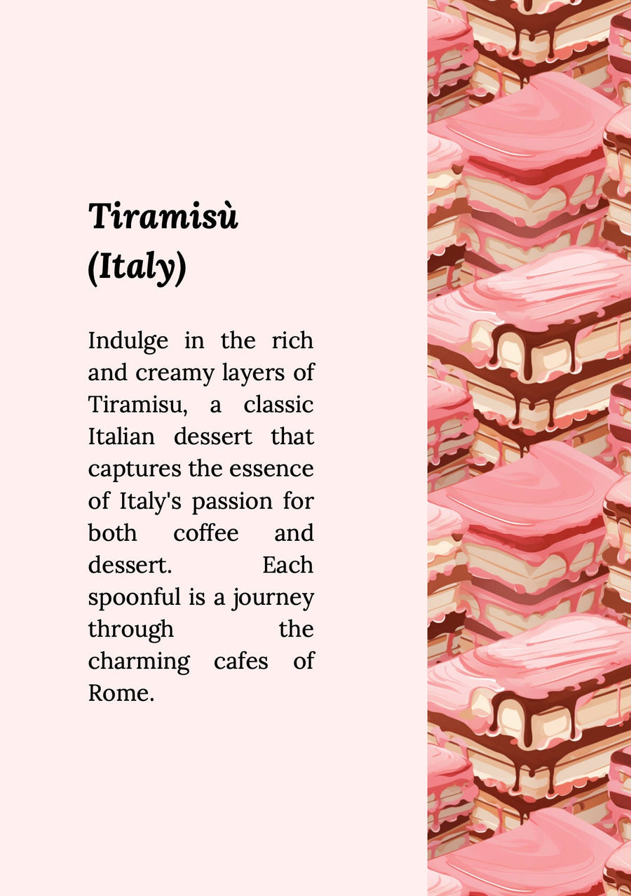 Kochbuchvorlage „Global Desserts“ – die süße Welt der internationalen Desserts – Canva-Design – A4 und 8,5 x 11 Zoll