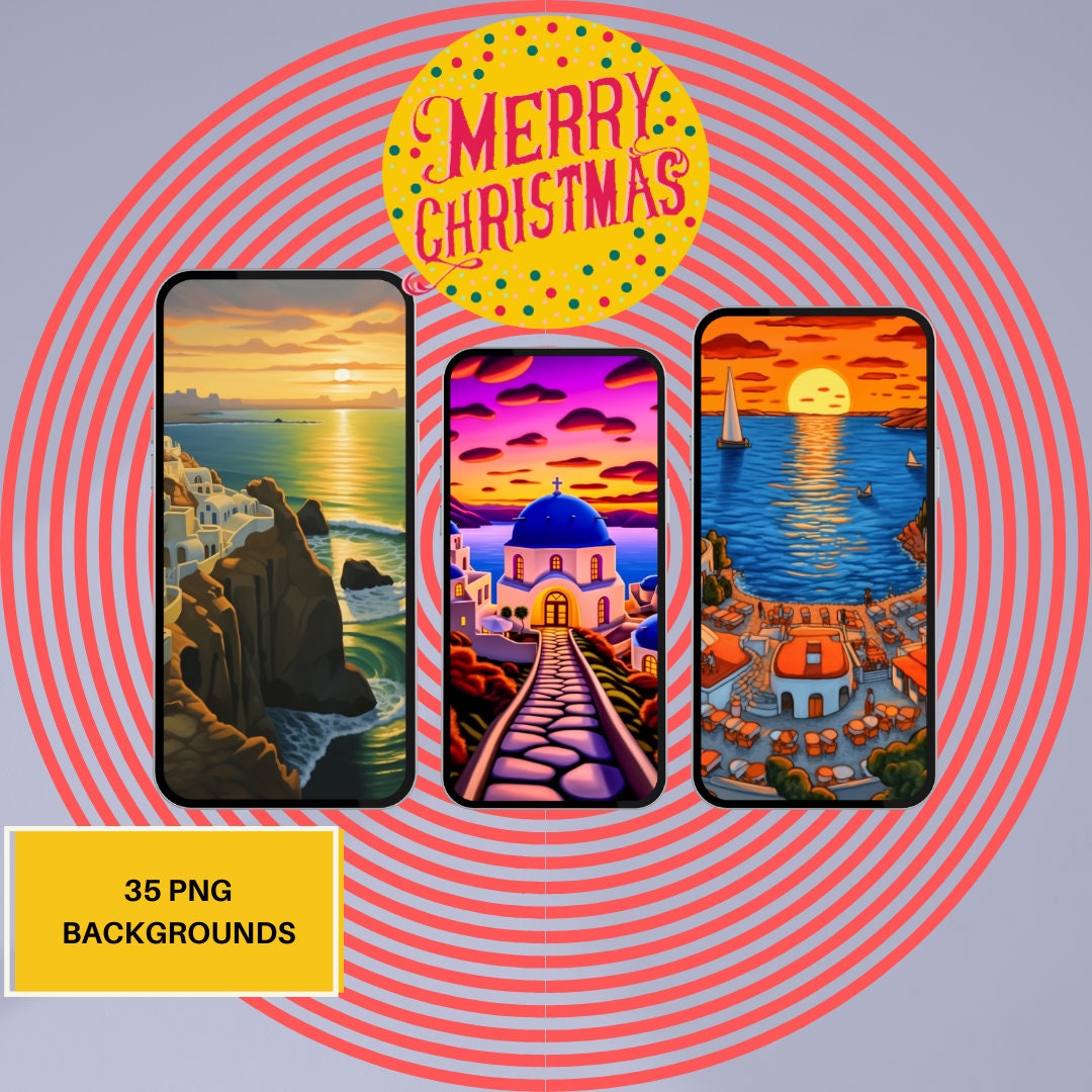 Traumlandschaft Santorini: 35 bezaubernde iPhone-Hintergrundbilder – Cartoon-Stil und Fotografie, griechische Landschaften, blaue Kuppeln und mehr! – Telefon-Hintergrundbild