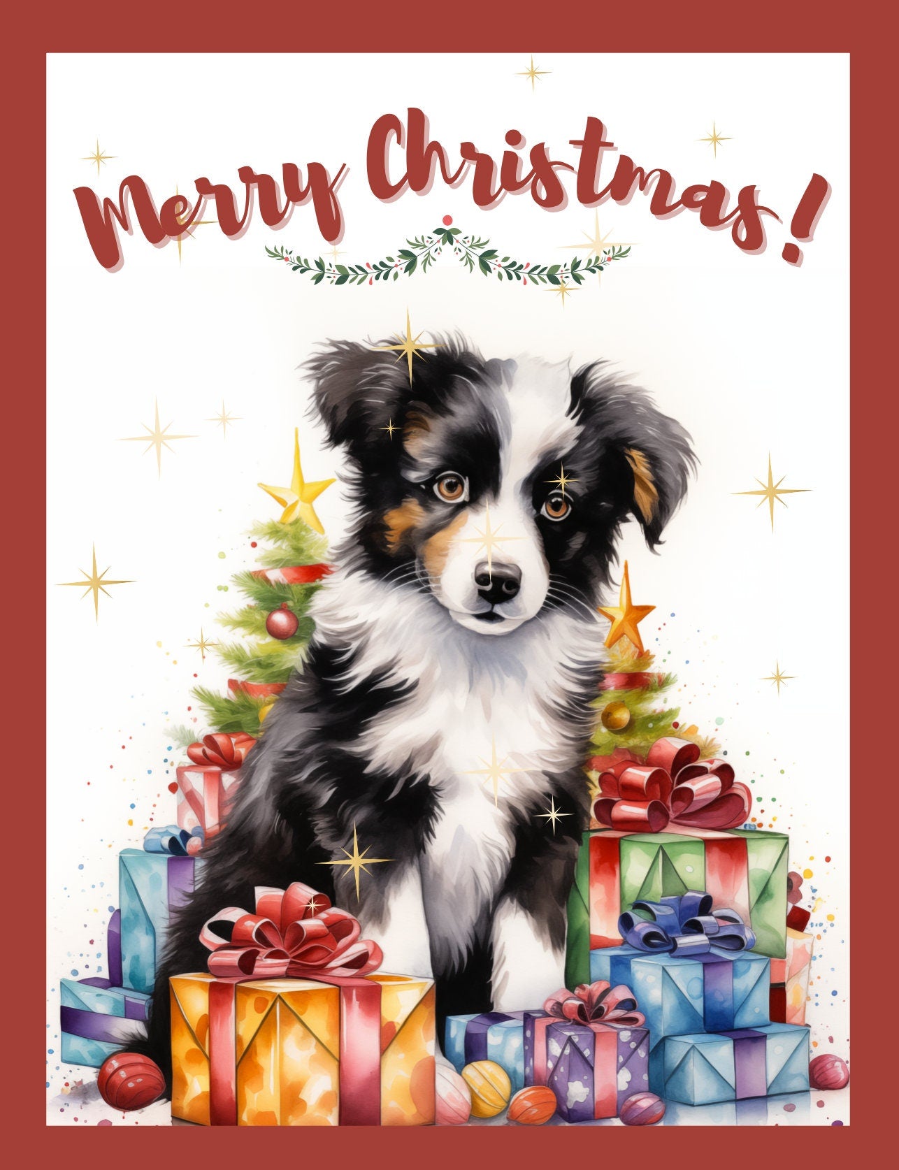 Watercolor Doggy Christmas Cards featuring Labrador Trio