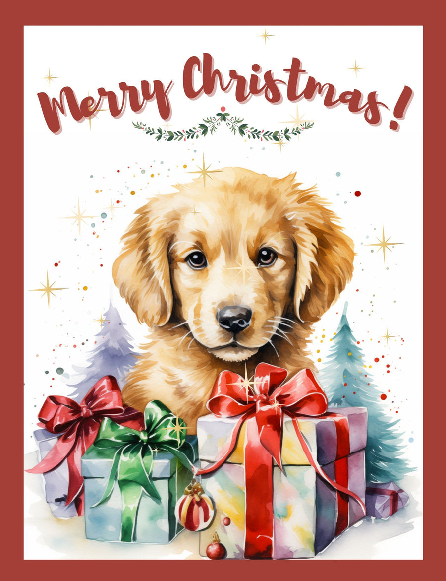 Printable Puppy Dog Christmas Cards with Labrador Trio