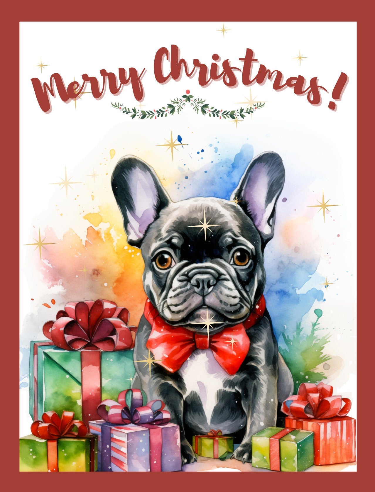 Labrador Trio Watercolor Puppy Dog Christmas Cards Gift
