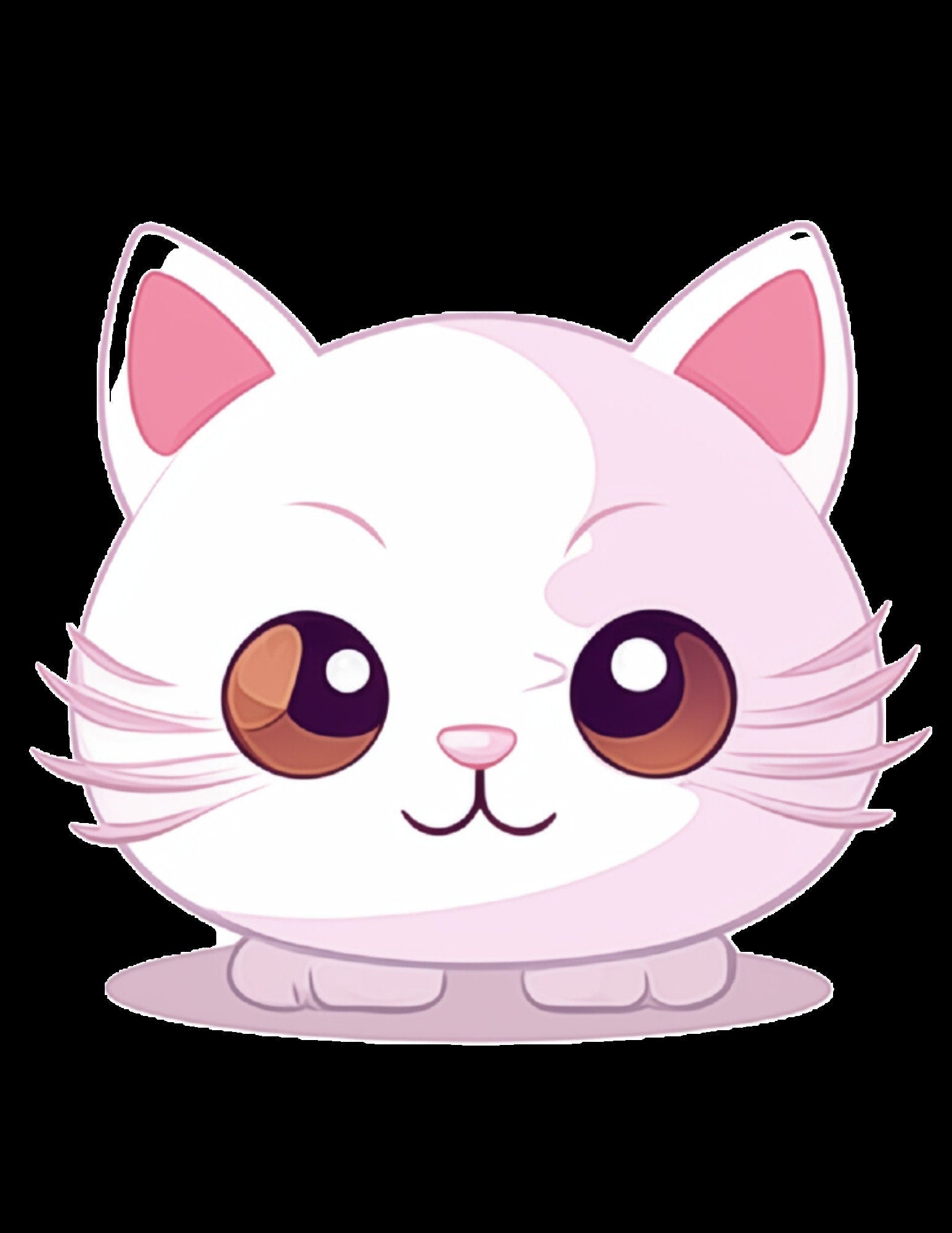 Süße Kawaii Katzen ClipArt, 37 PNG Katzen ClipArt, transparenter Hintergrund, süße Katzen Kawaii Stil, digitales Scrapbooking, süßes POD Design, Bekleidung