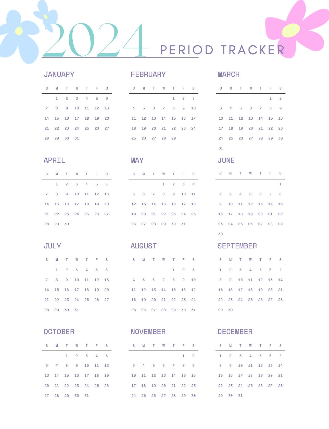 Perioden-Tracker-Paket: 10 einzigartige Tracker-Stile, PDF-Datei, Cycle Harmony-Paket mit 10 Stilen für einfaches Perioden-Tracking