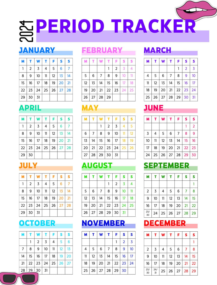 Pacchetto Blululi Period Tracker - 10 stili unici