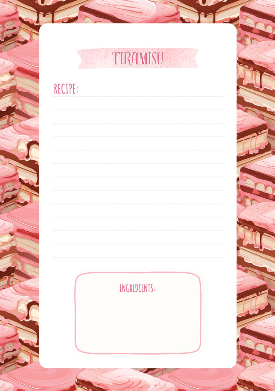 Vorlage für Dessertrezepte – die süße Welt internationaler Desserts, Canva-Vorlage mit Donuts, Tiramisù, Macarons und mehr!