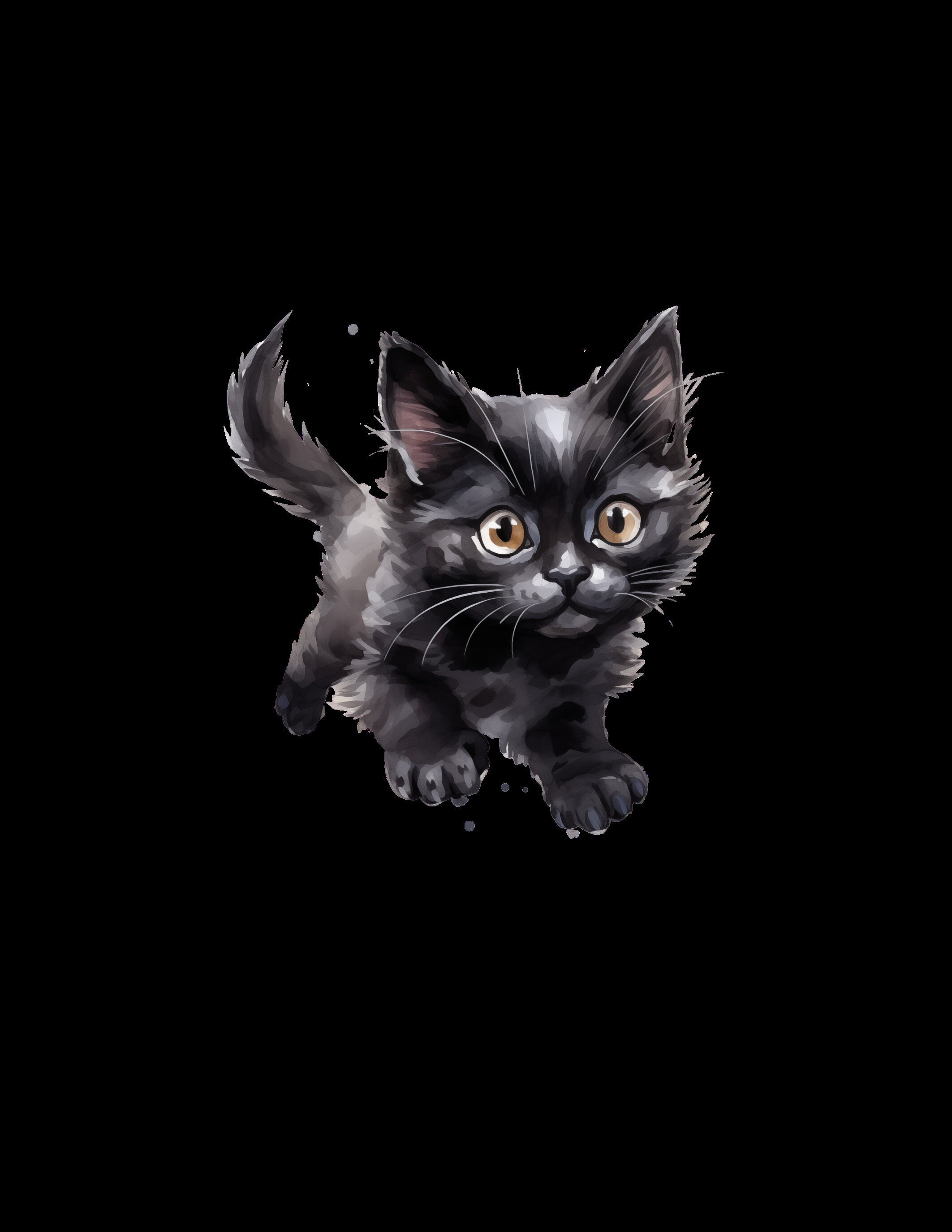101 Aquarell-ClipArts mit schwarzen Katzen - Skurriles PNG-Paket mit Katzenmotiven