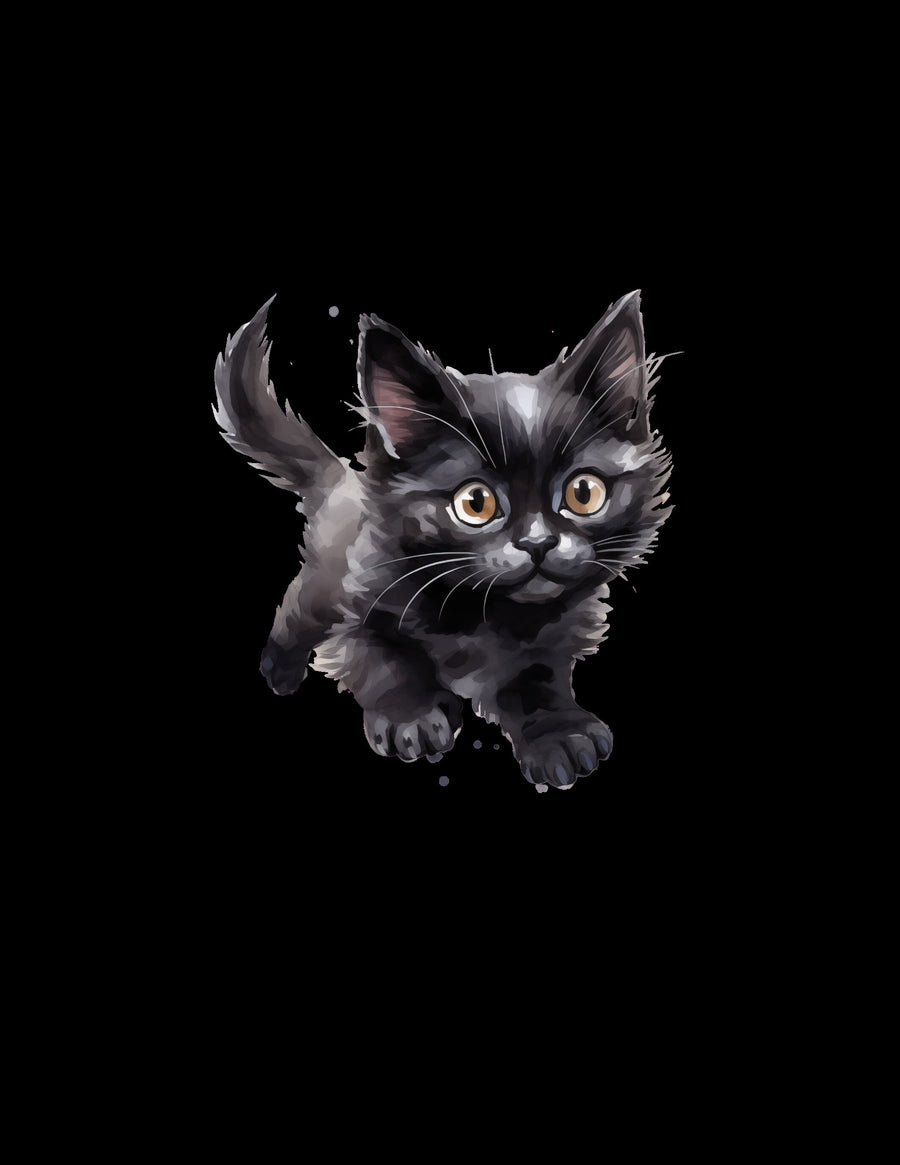 101 Aquarell-ClipArts mit schwarzen Katzen - Skurriles PNG-Paket mit Katzenmotiven