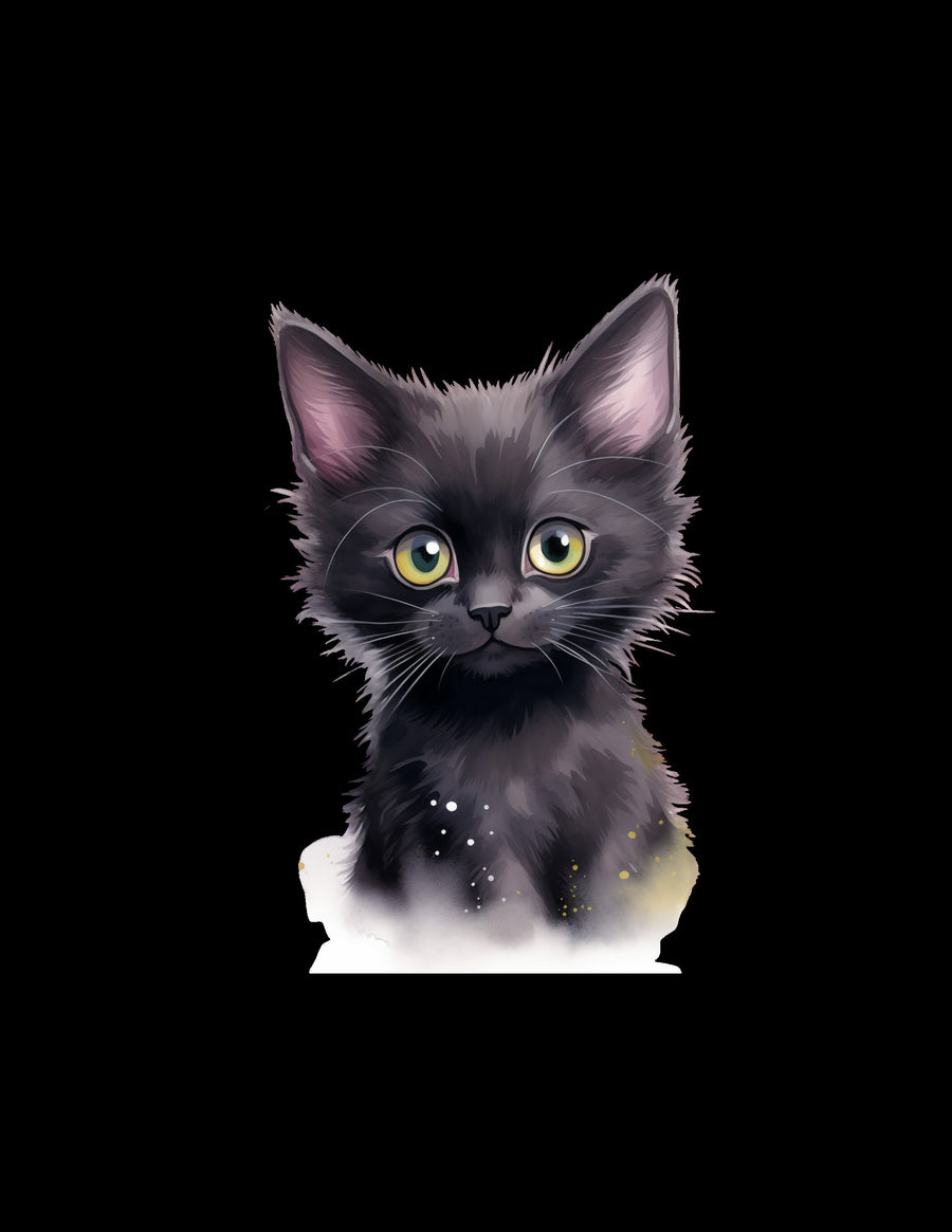 101 Aquarell-ClipArts mit schwarzen Katzen - Skurriles PNG-Paket mit Katzenmotiven