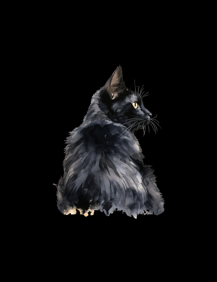 101 Aquarell-ClipArts mit schwarzen Katzen - Skurriles PNG-Paket mit Katzenmotiven