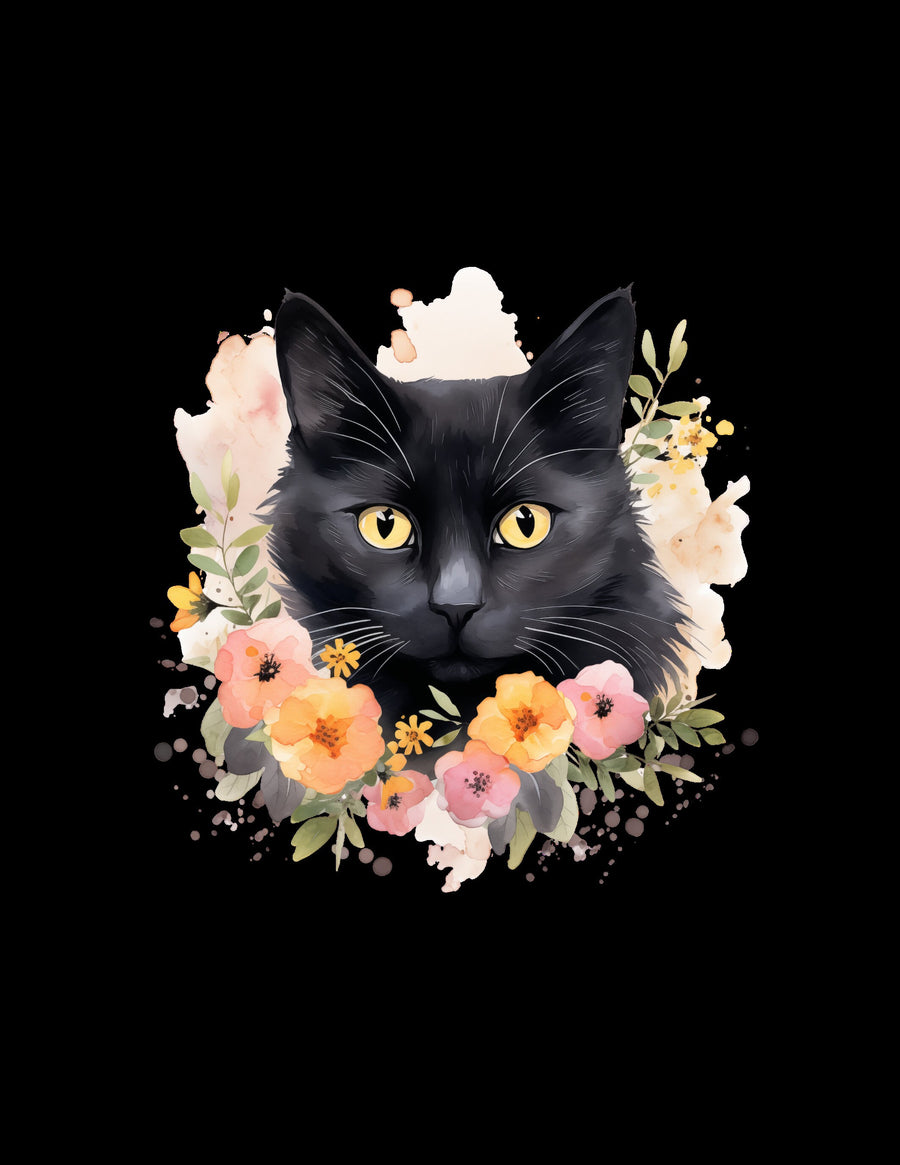 101 Aquarell-ClipArts mit schwarzen Katzen - Skurriles PNG-Paket mit Katzenmotiven