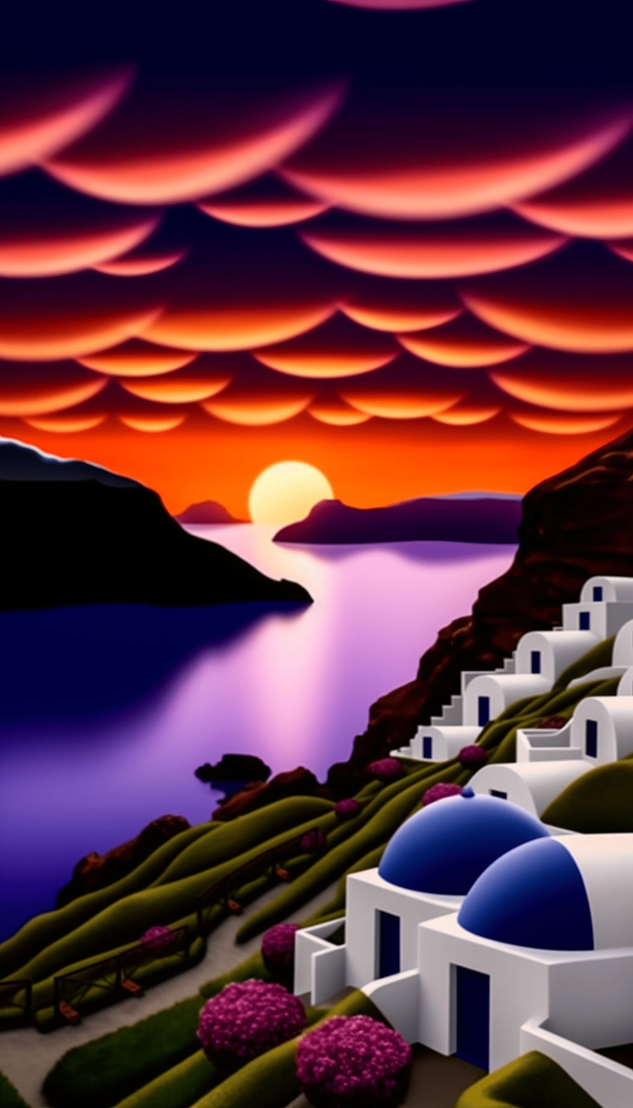 Traumlandschaft Santorini: 35 bezaubernde iPhone-Hintergrundbilder – Cartoon-Stil und Fotografie, griechische Landschaften, blaue Kuppeln und mehr! – Telefon-Hintergrundbild