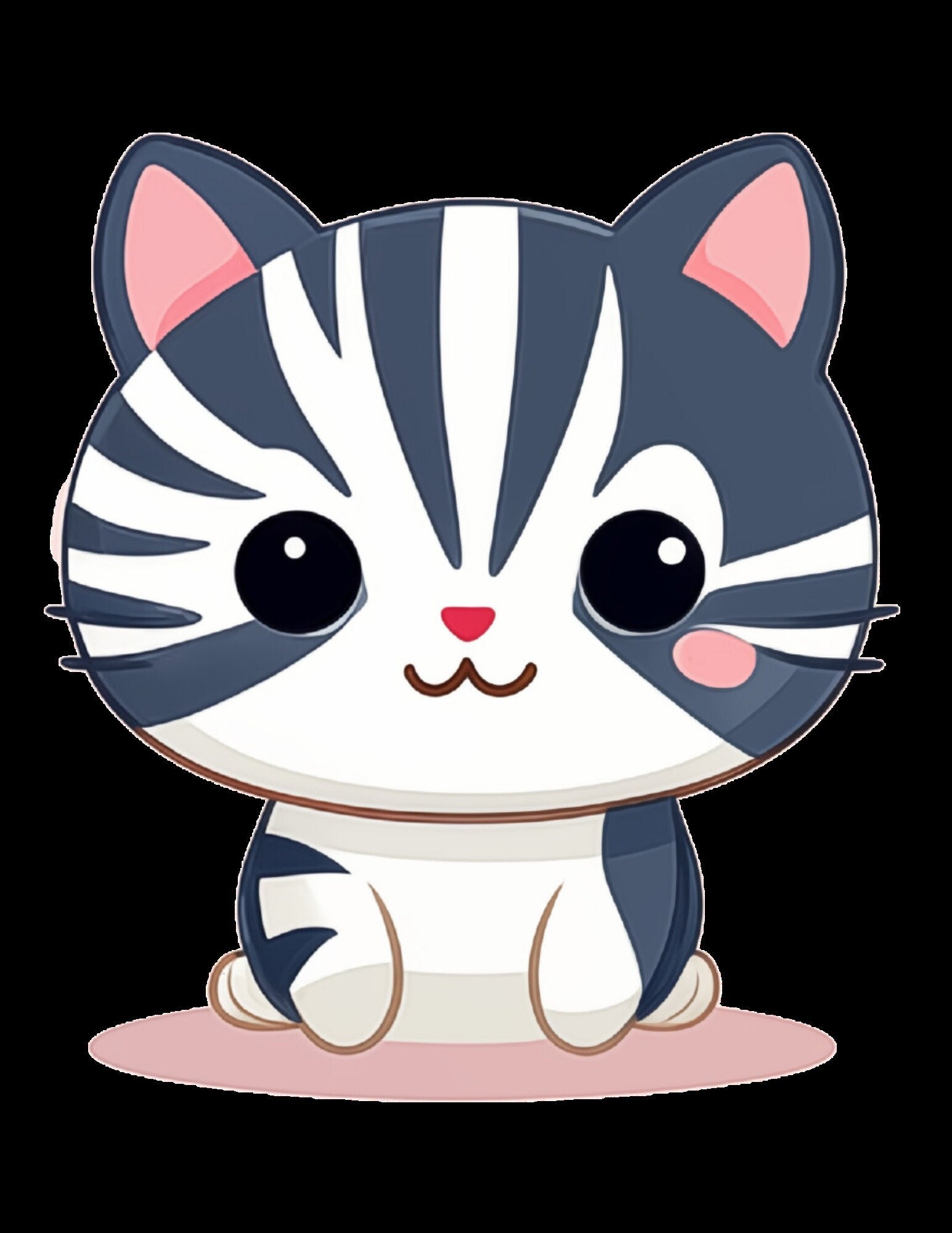 Süße Kawaii Katzen ClipArt, 37 PNG Katzen ClipArt, transparenter Hintergrund, süße Katzen Kawaii Stil, digitales Scrapbooking, süßes POD Design, Bekleidung