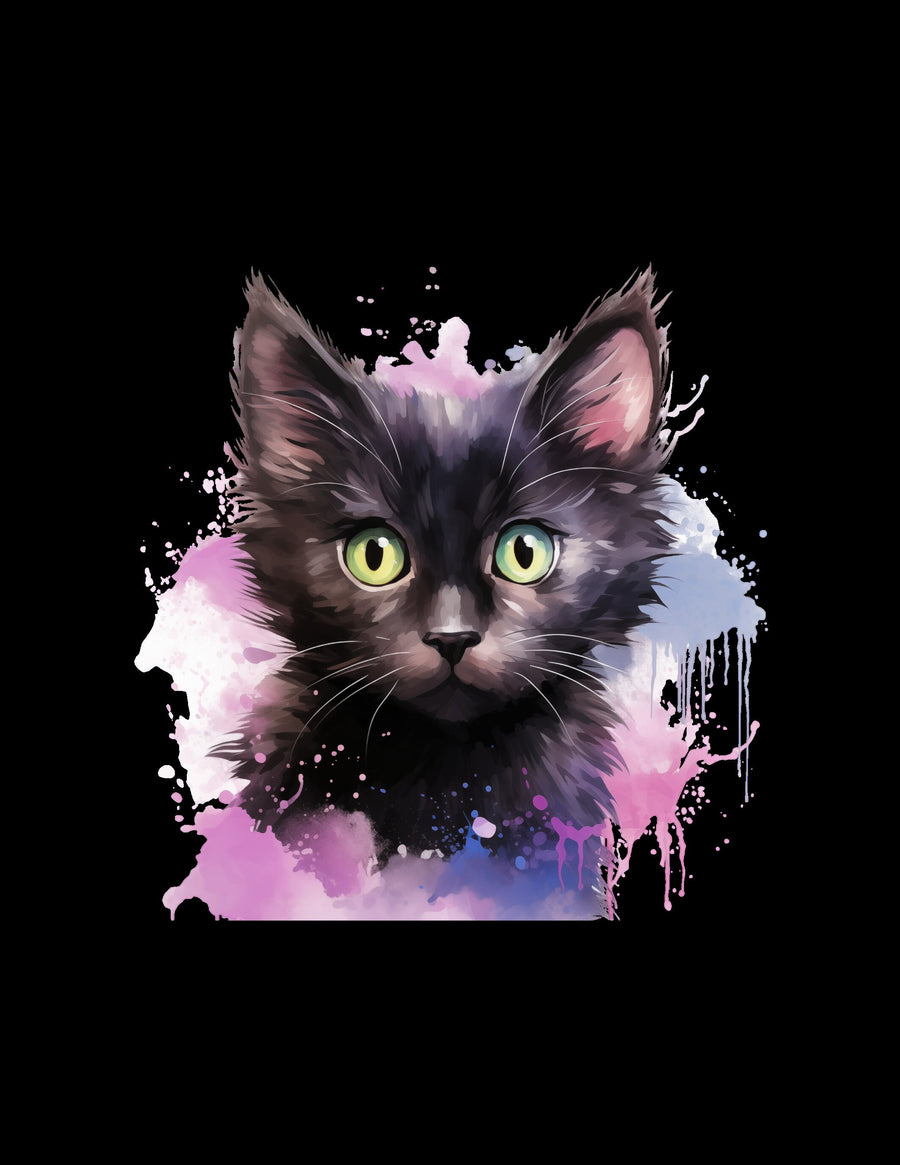 101 Aquarell-ClipArts mit schwarzen Katzen - Skurriles PNG-Paket mit Katzenmotiven
