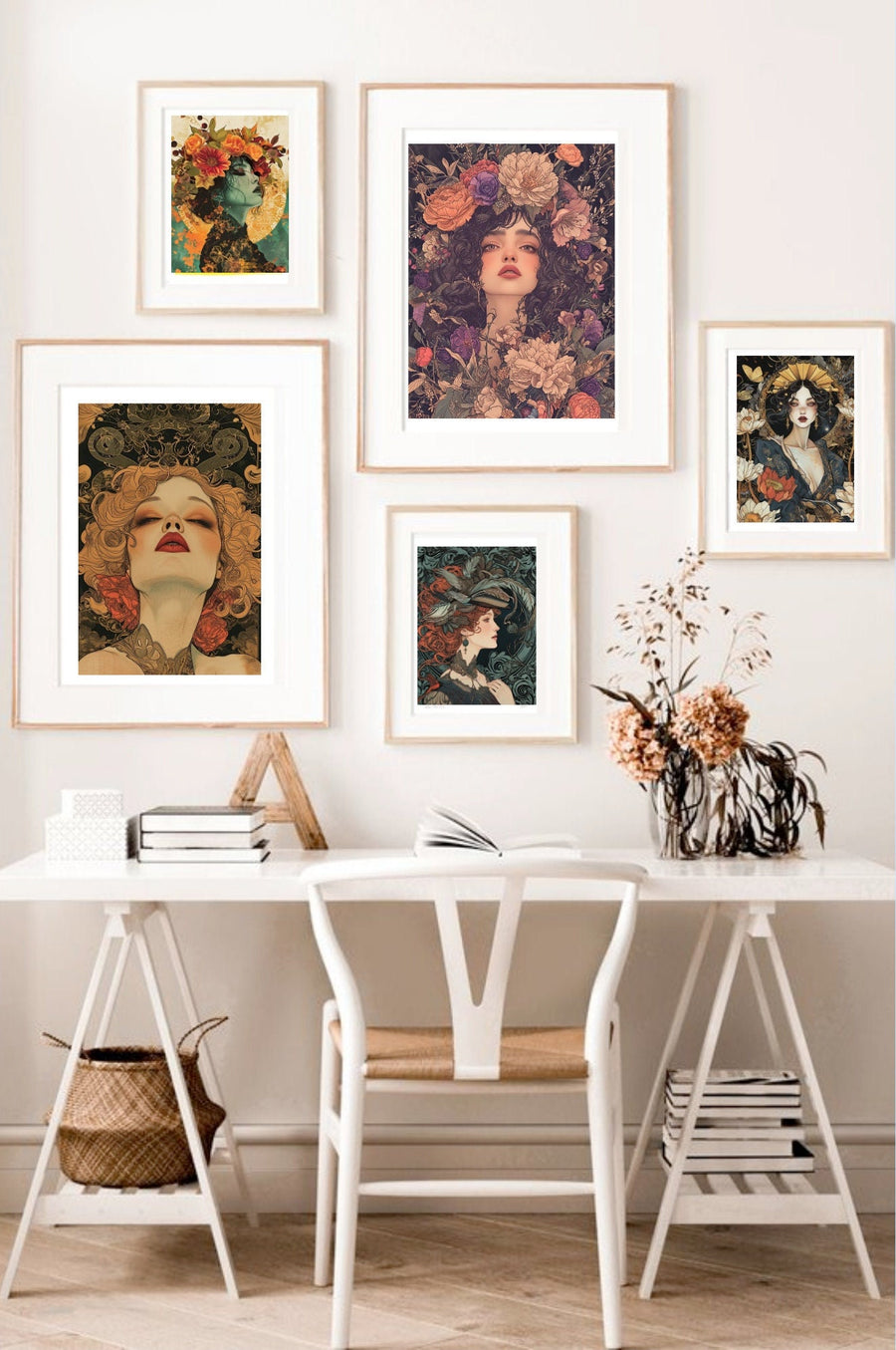 Blululi Digital Wall Art Nouveau Women - 6 hochwertige PNGs in 4 Größen
