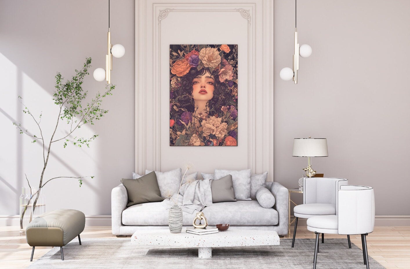 Blululi Digital Wall Art Nouveau Women - 6 hochwertige PNGs in 4 Größen