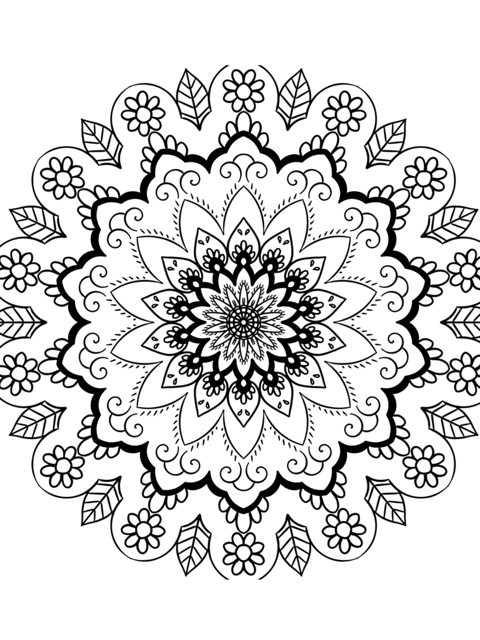 printable mandala coloring page – 19 hand-drawn pages PDF download