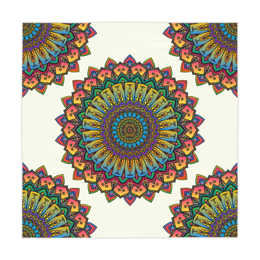 Intricate Mandala Tablecloth - Ivory - Colorful Design Home Decor - Blululi