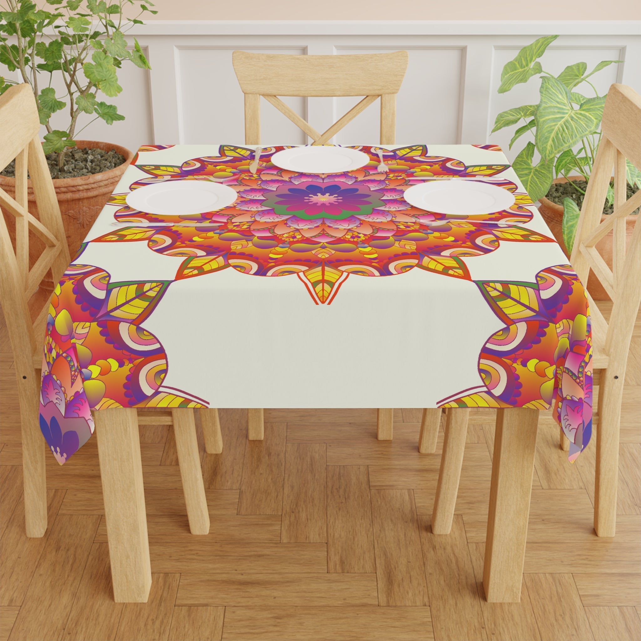 Intricate Mandala Tablecloth - Ivory Home Decor - Blululi