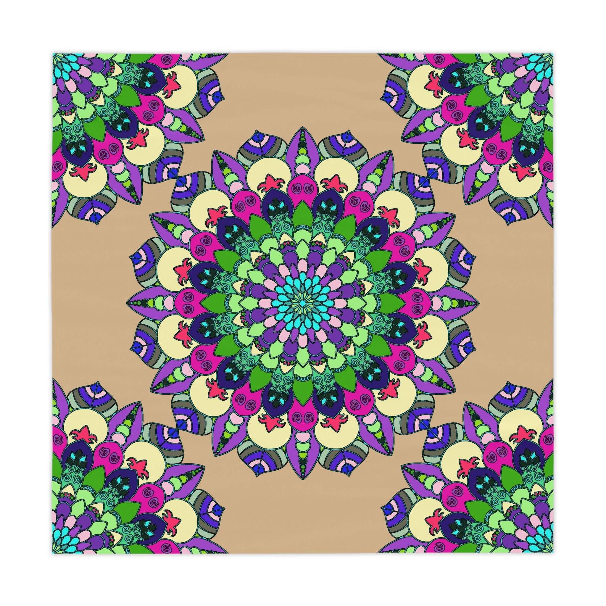 Intricate Mandala Tablecloth - Sand & Colorful Home Decor - Blululi