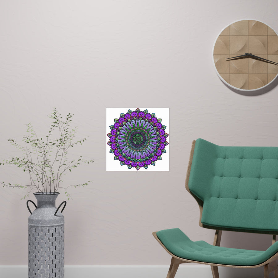 Intricate Purple & Green Mandala Poster Poster - Blululi