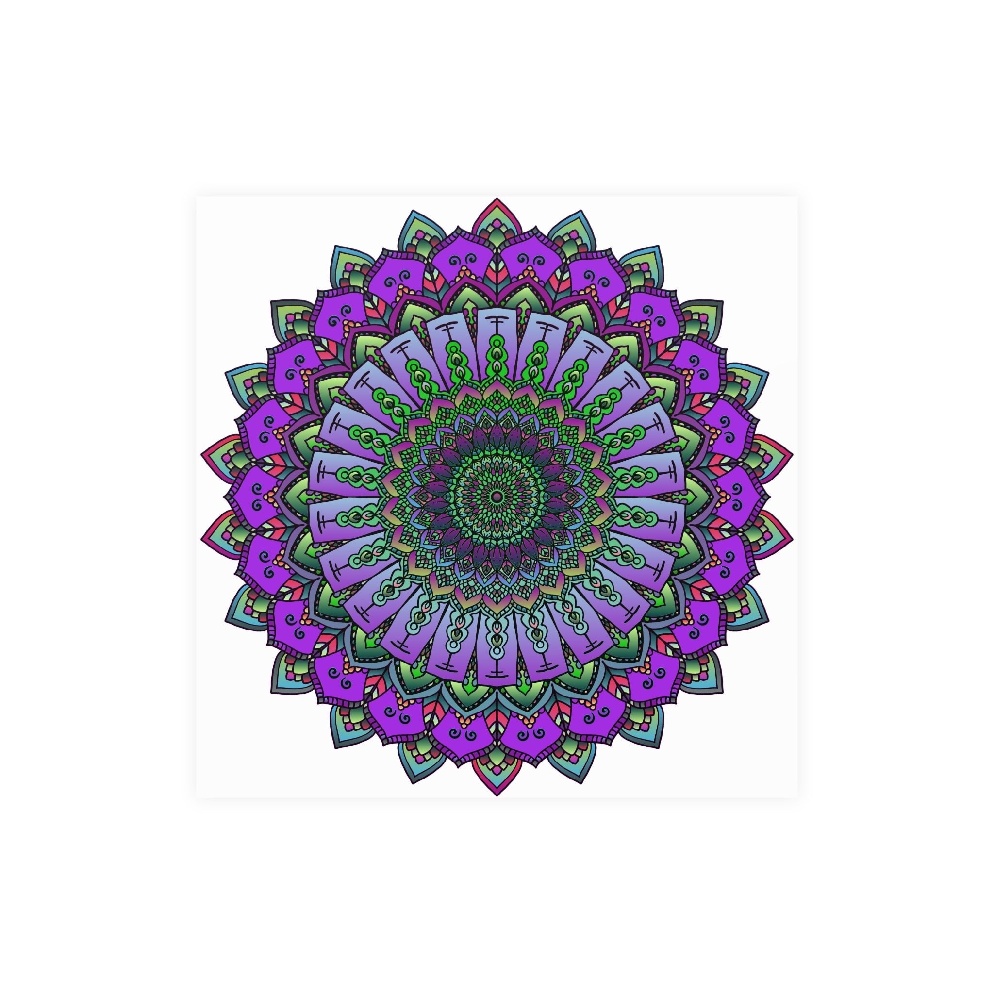 Intricate Purple & Green Mandala Poster Poster - Blululi