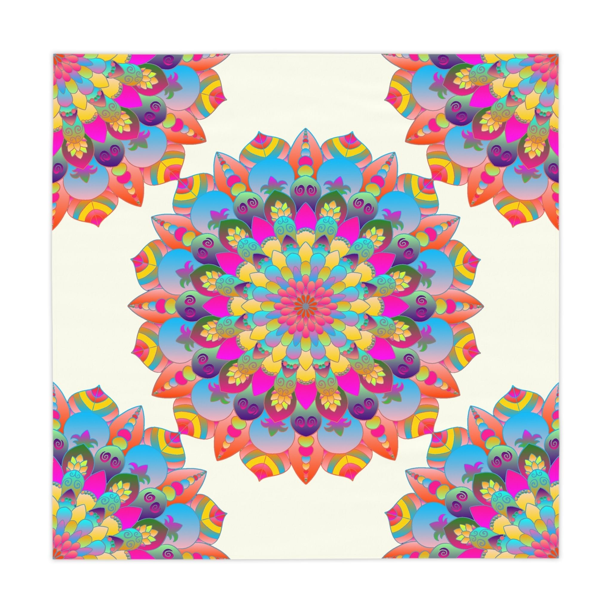 Ivory Mandala Tablecloth - Colorful Floral Design Home Decor - Blululi