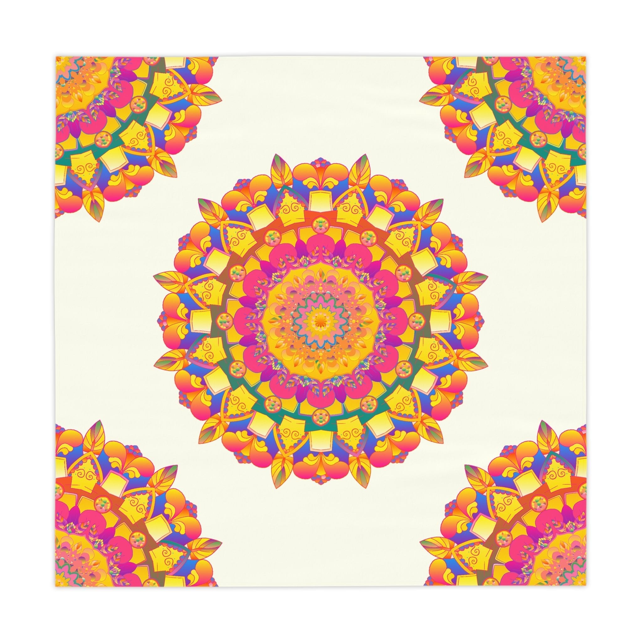 Ivory Mandala Tablecloth - Colorful Floral Design Home Decor - Blululi