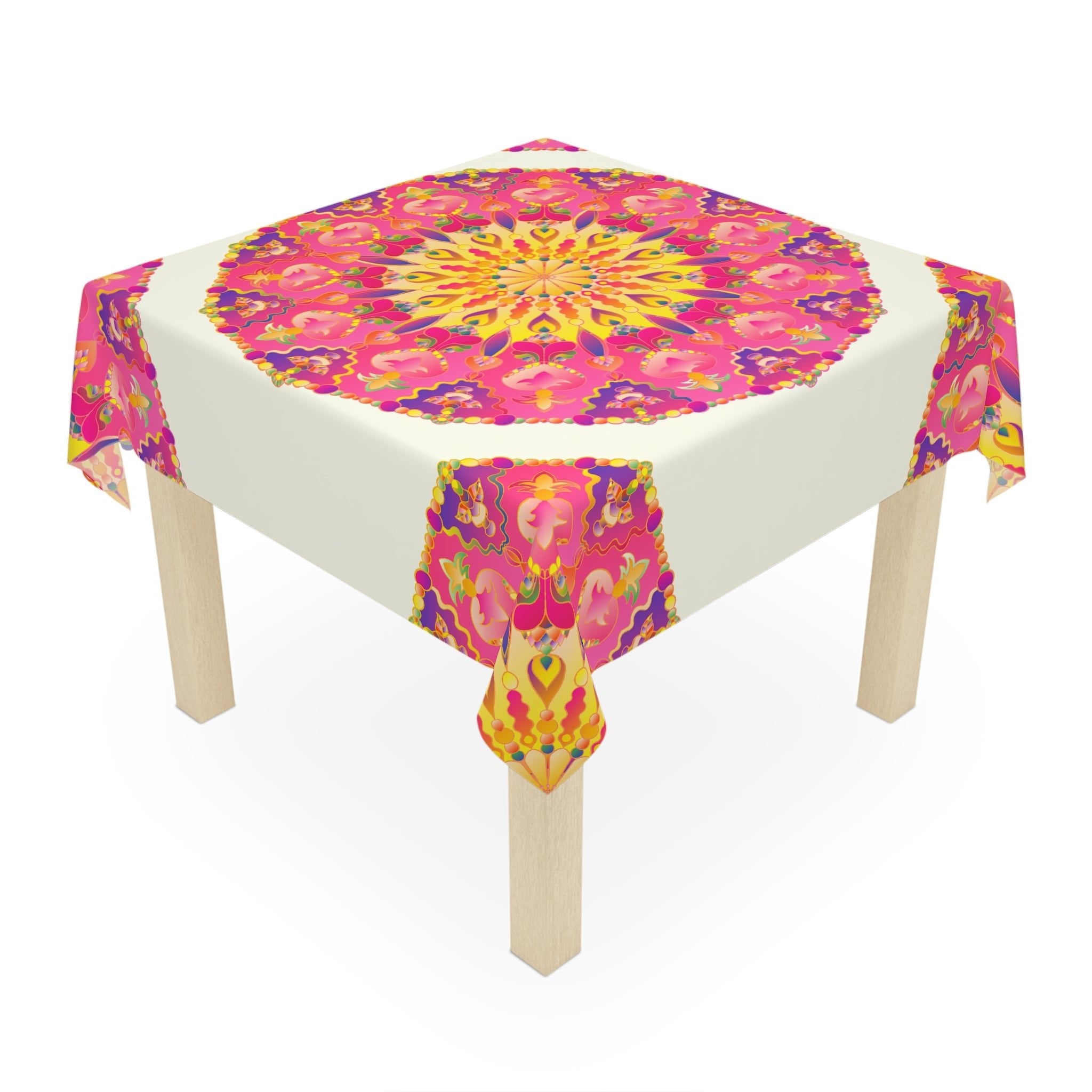 Ivory Mandala Tablecloth - Floral & Colorful Home Decor - Blululi