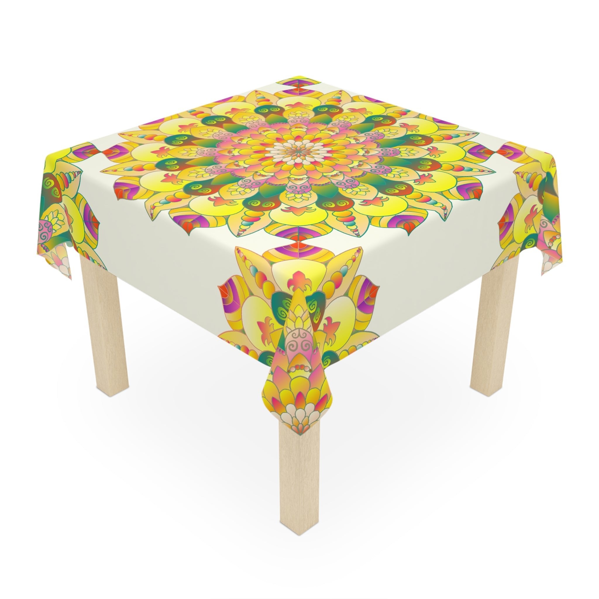 Ivory Mandala Tablecloth - Floral Design Home Decor - Blululi