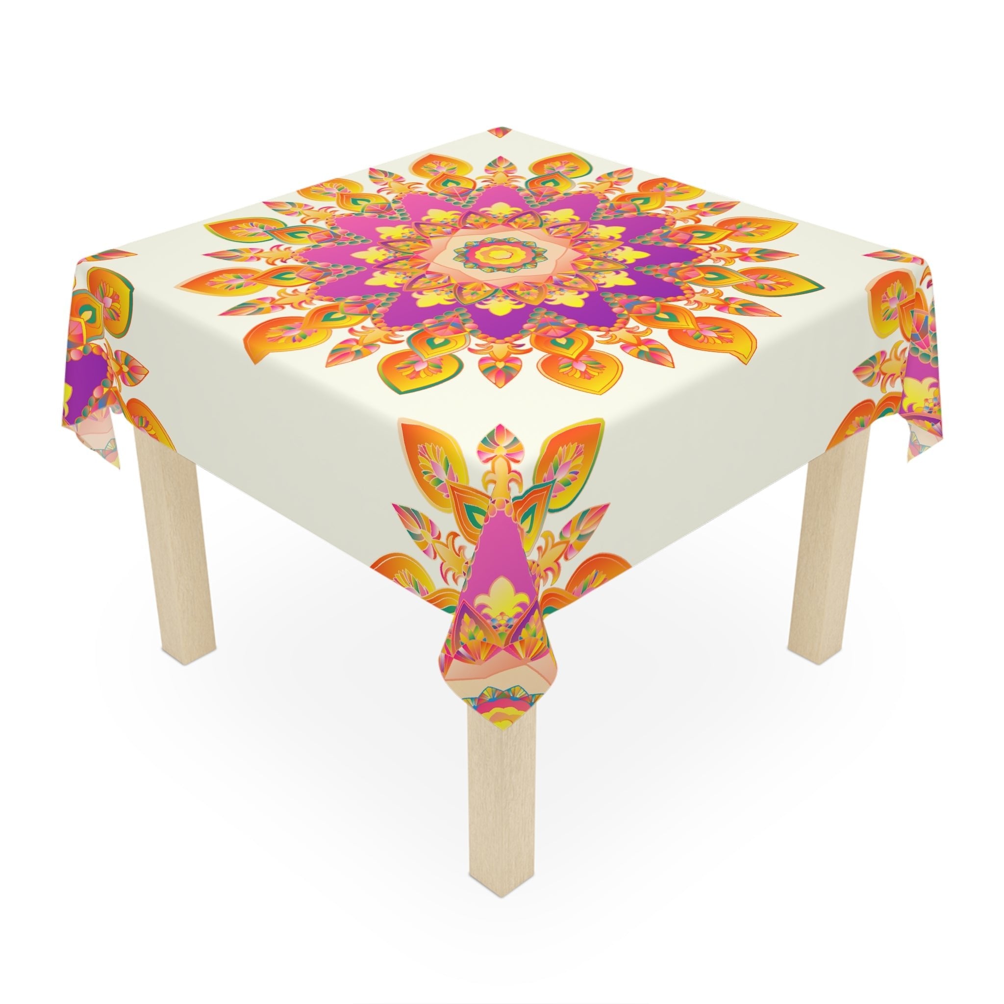 Ivory Mandala Tablecloth - Floral & Vibrant Home Decor - Blululi