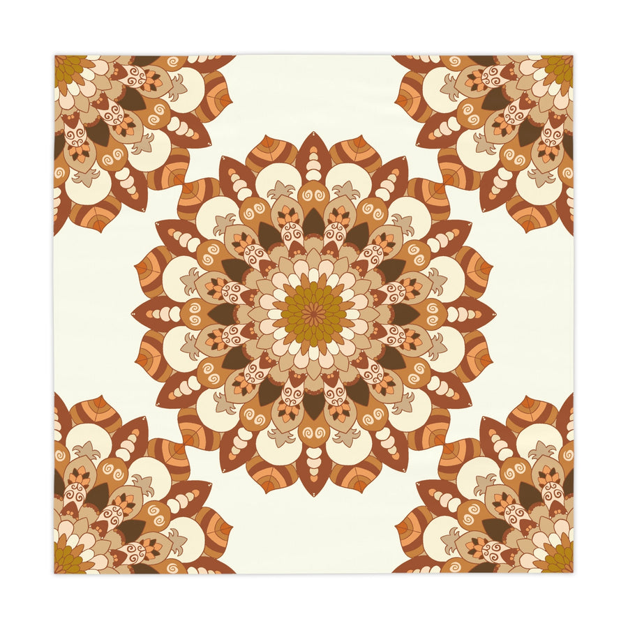 Ivory Mandala Tablecloth - Intricate Floral Design Home Decor - Blululi