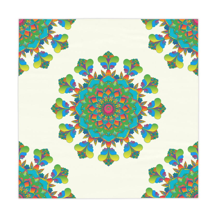 Ivory Mandala Tablecloth - Vibrant Floral Design Home Decor - Blululi