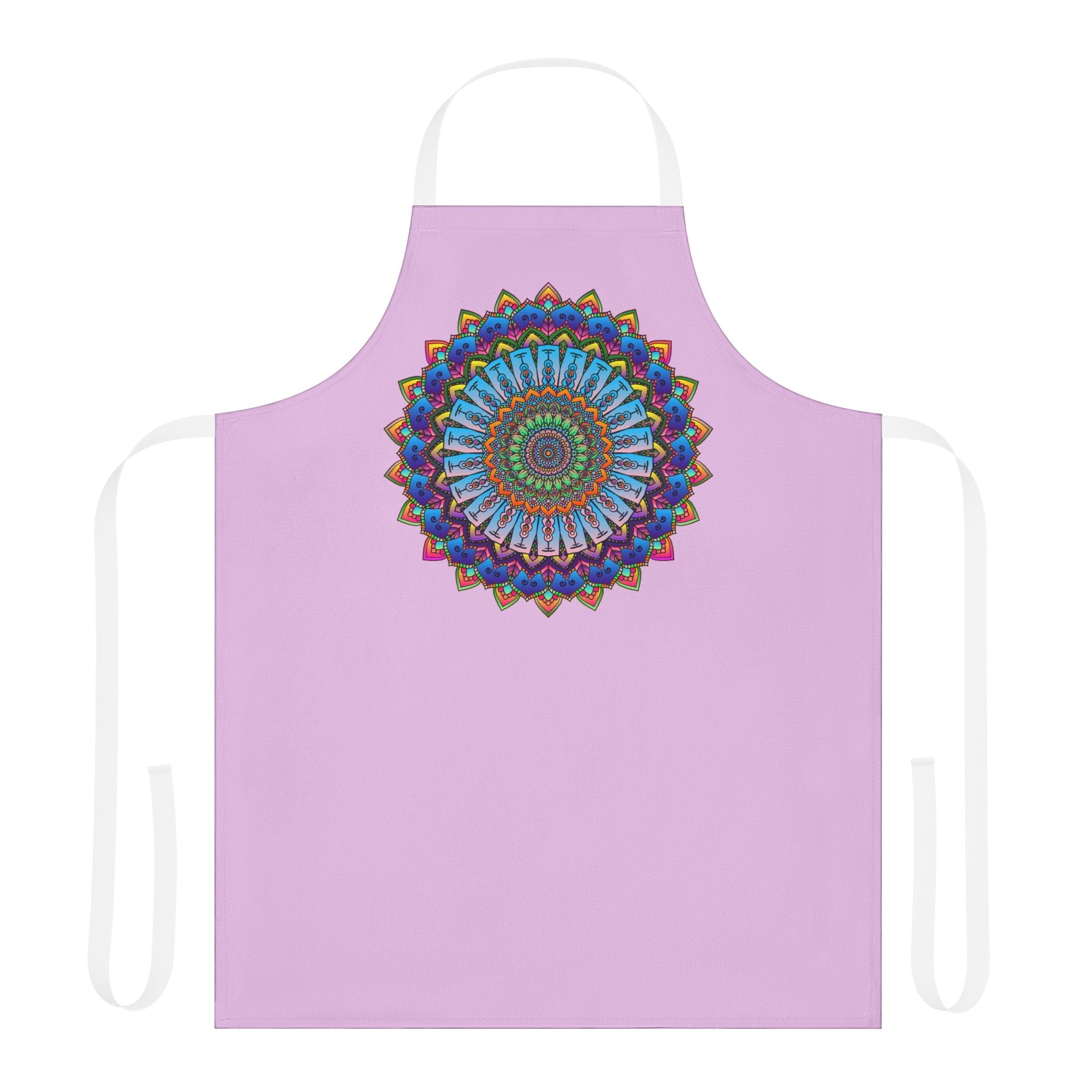 Lilac Mandala Apron - Hand - Drawn Art All Over Prints - Blululi