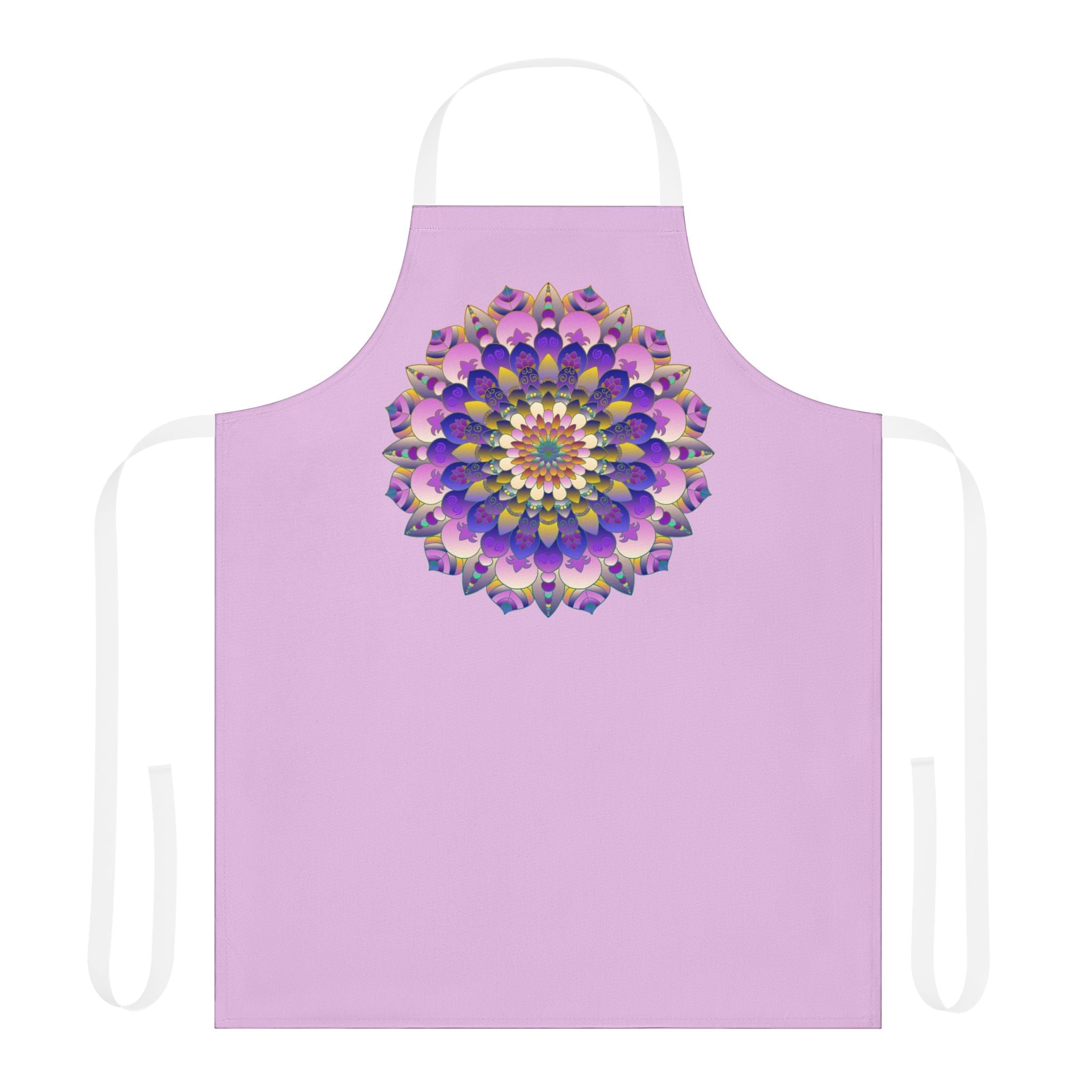Lilac Mandala Apron - Hand - Drawn Art All Over Prints - Blululi
