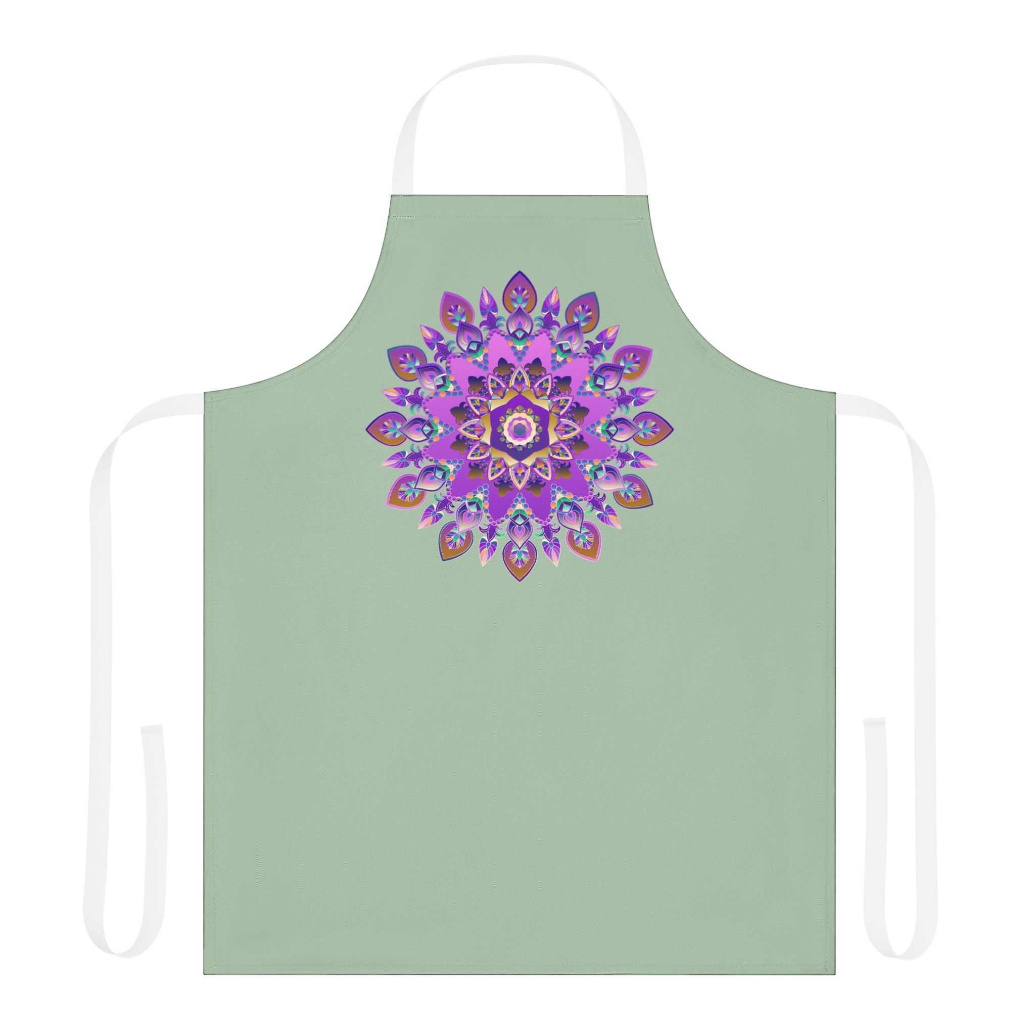 Mandala Apron - Sage Green - Hand Drawn Art All Over Prints - Blululi