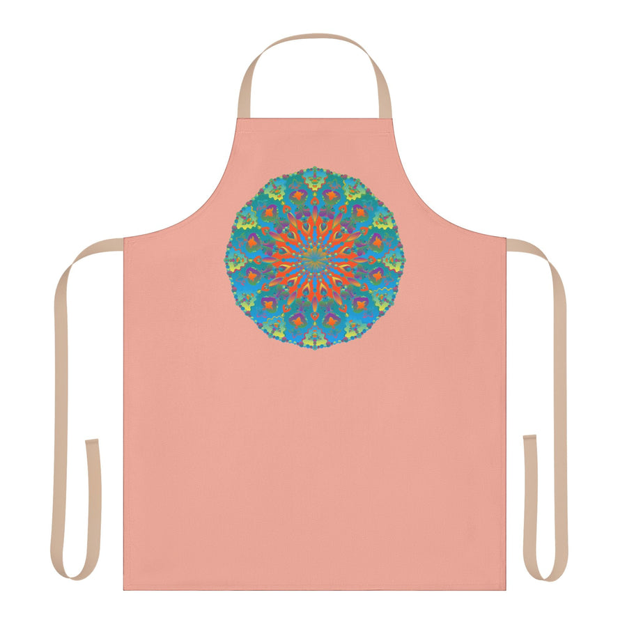 Mandala Art Apron - Apricot & Blue All Over Prints - Blululi