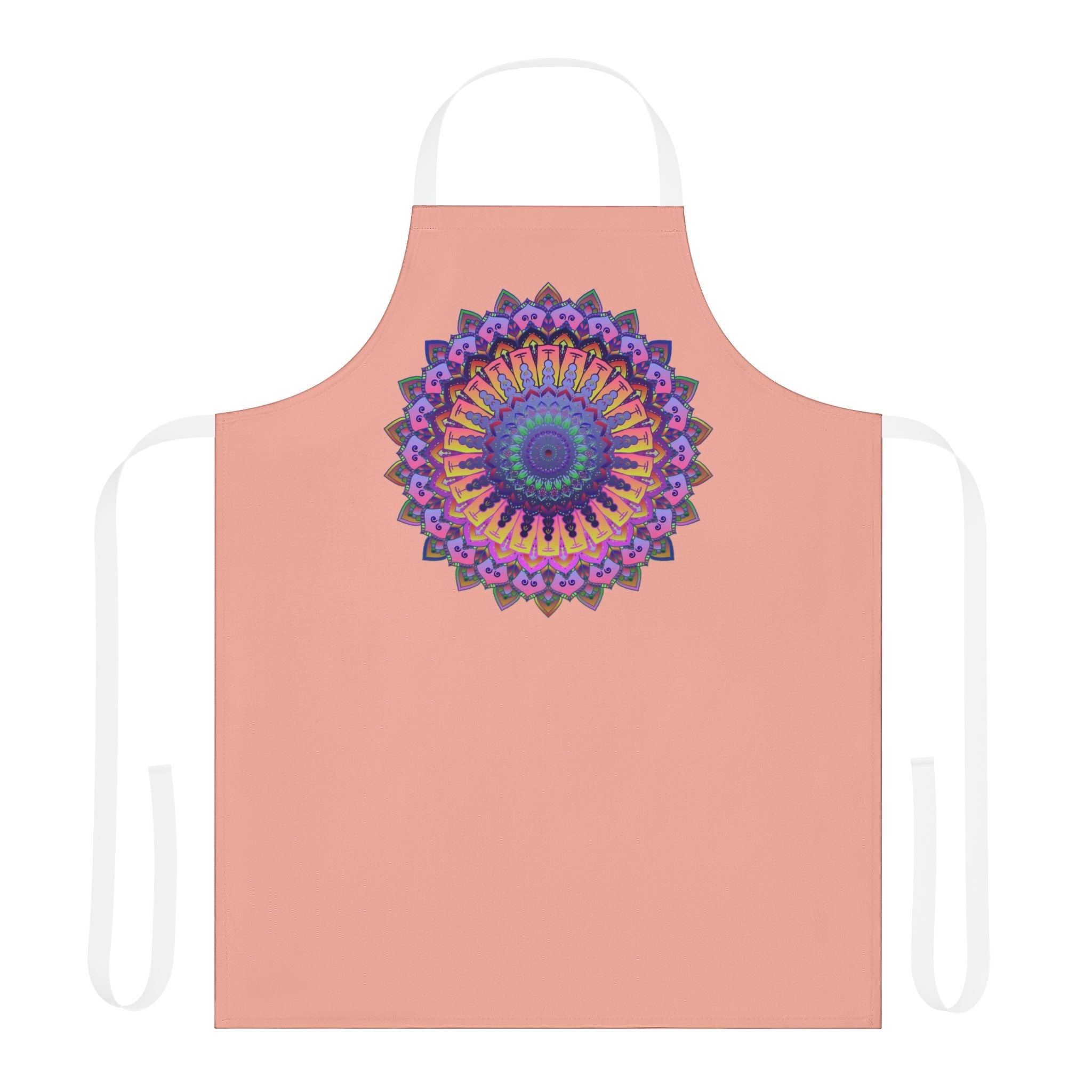 Mandala Art Apron - Apricot & Colorful All Over Prints - Blululi