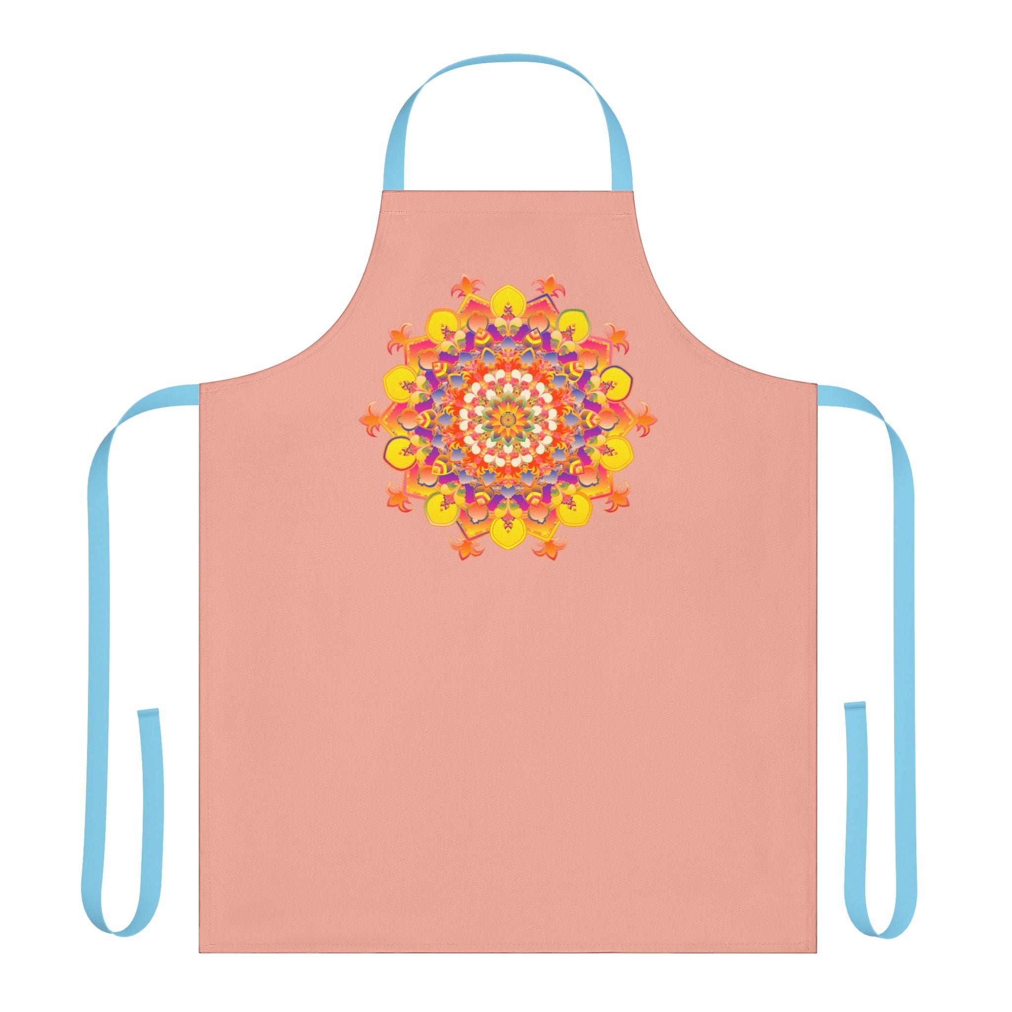 Mandala Art Apron - Apricot Floral Design All Over Prints - Blululi