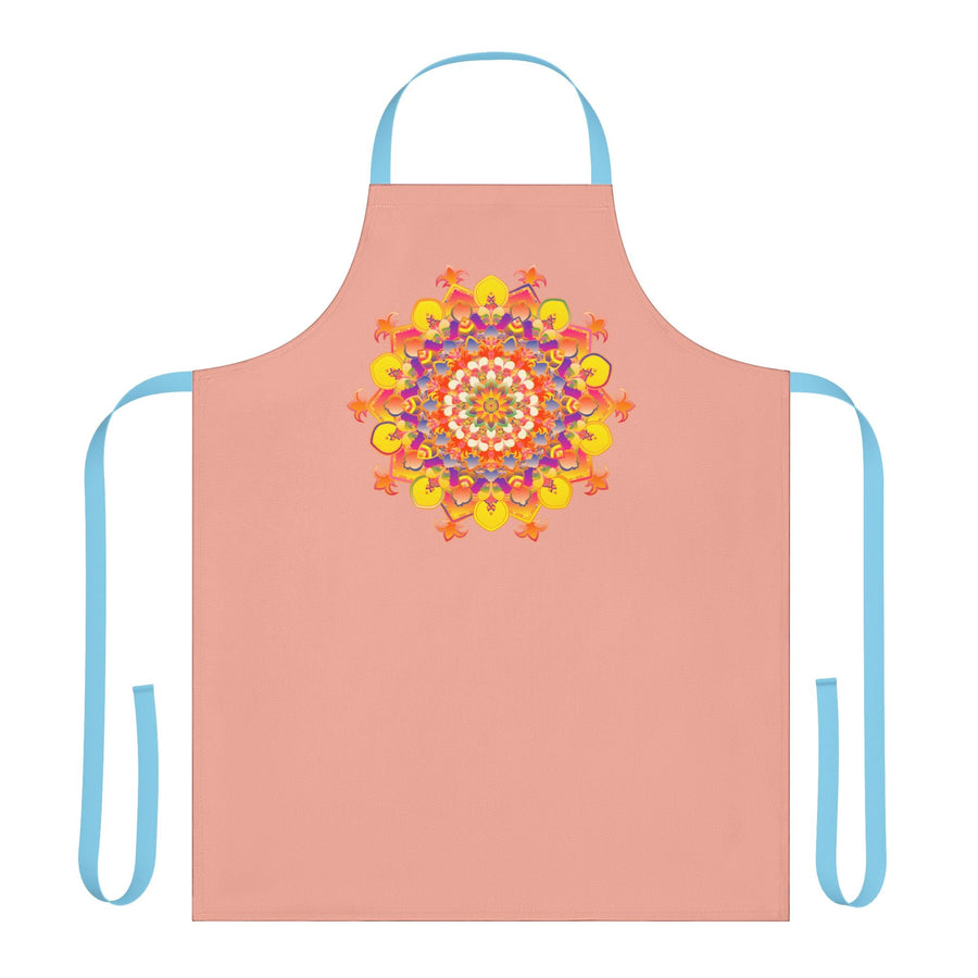 Mandala Art Apron - Apricot Floral Design All Over Prints - Blululi