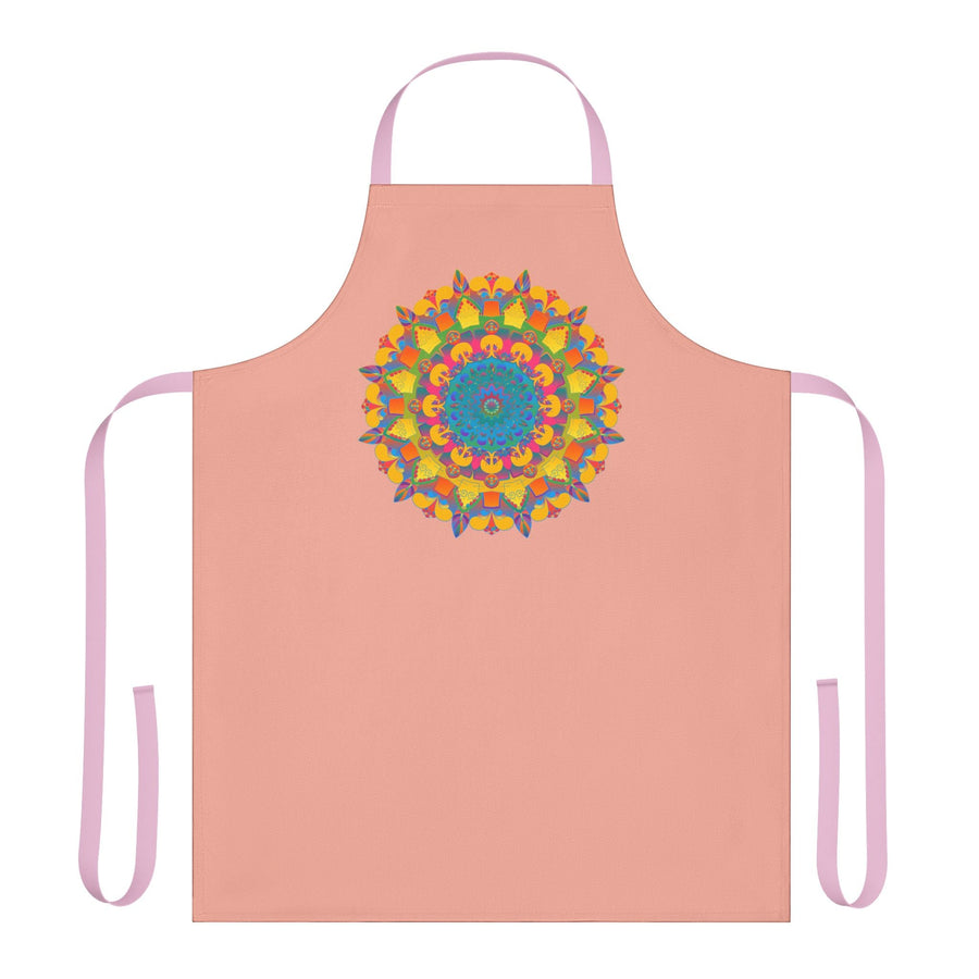 Mandala Art Apron - Apricot Floral Design All Over Prints - Blululi