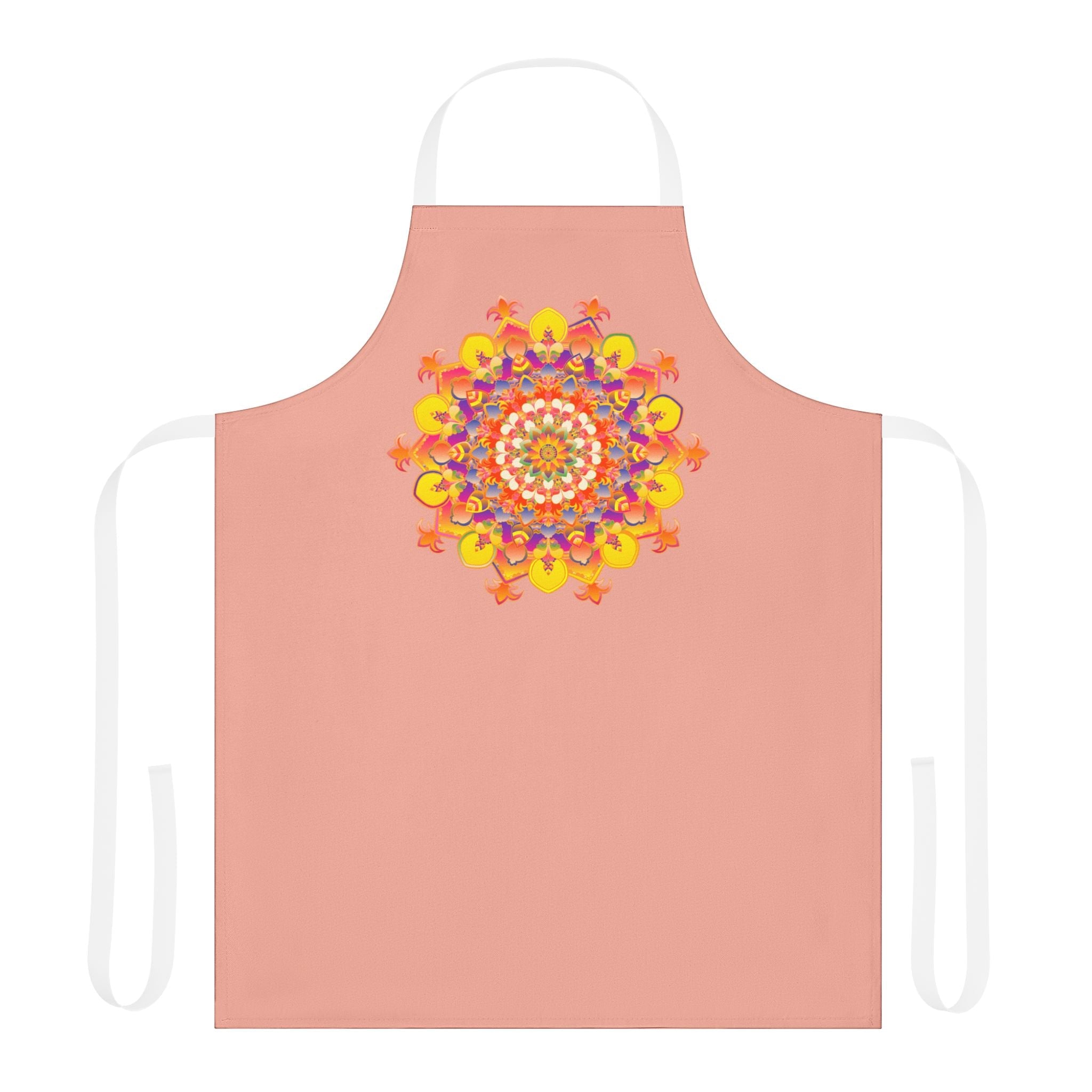 Mandala Art Apron - Apricot Floral Design All Over Prints - Blululi