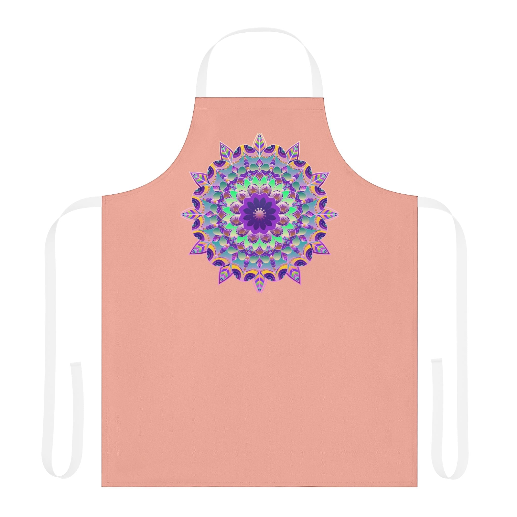 Mandala Art Apron - Apricot Floral Kitchen All Over Prints - Blululi