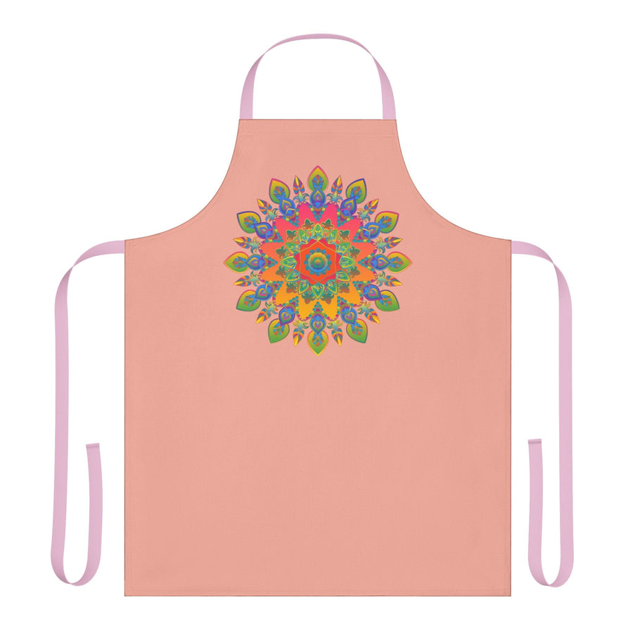Mandala Art Apron - Apricot, Hand - Drawn Design All Over Prints - Blululi
