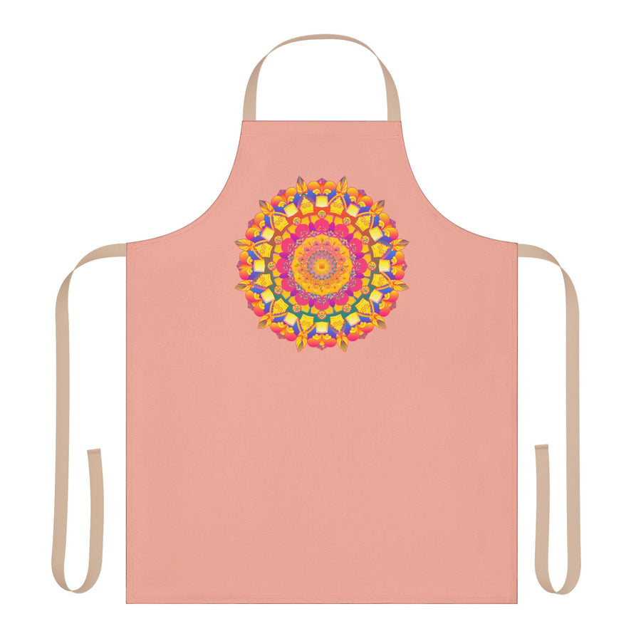 Mandala Art Apron - Apricot - Hand - Drawn Design All Over Prints - Blululi