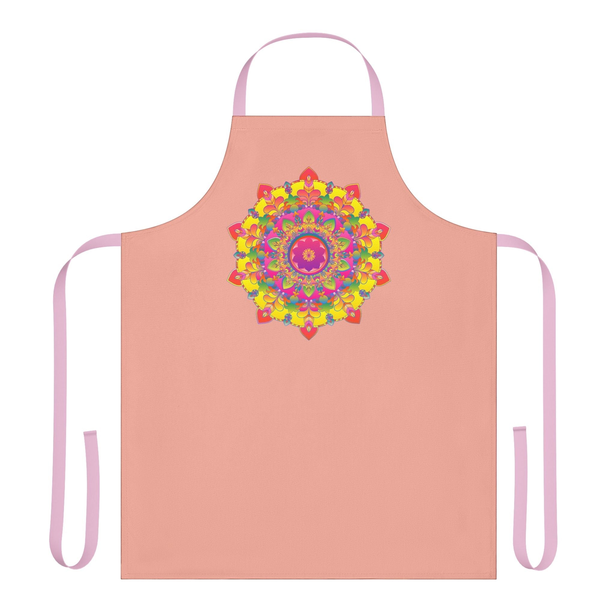 Mandala Art Apron - Apricot, Vibrant & Colorful All Over Prints - Blululi