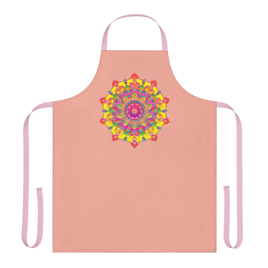 Mandala Art Apron - Apricot, Vibrant & Colorful All Over Prints - Blululi