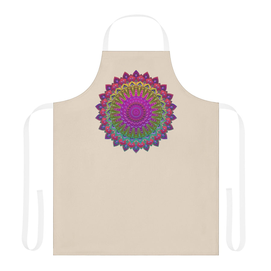 Mandala Art Apron - Beige - Hand Drawn All Over Prints - Blululi